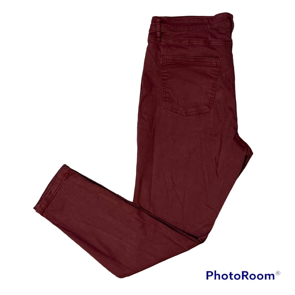 Dip Denim Burgandy Mid Rise Skinny Jeans Size 12